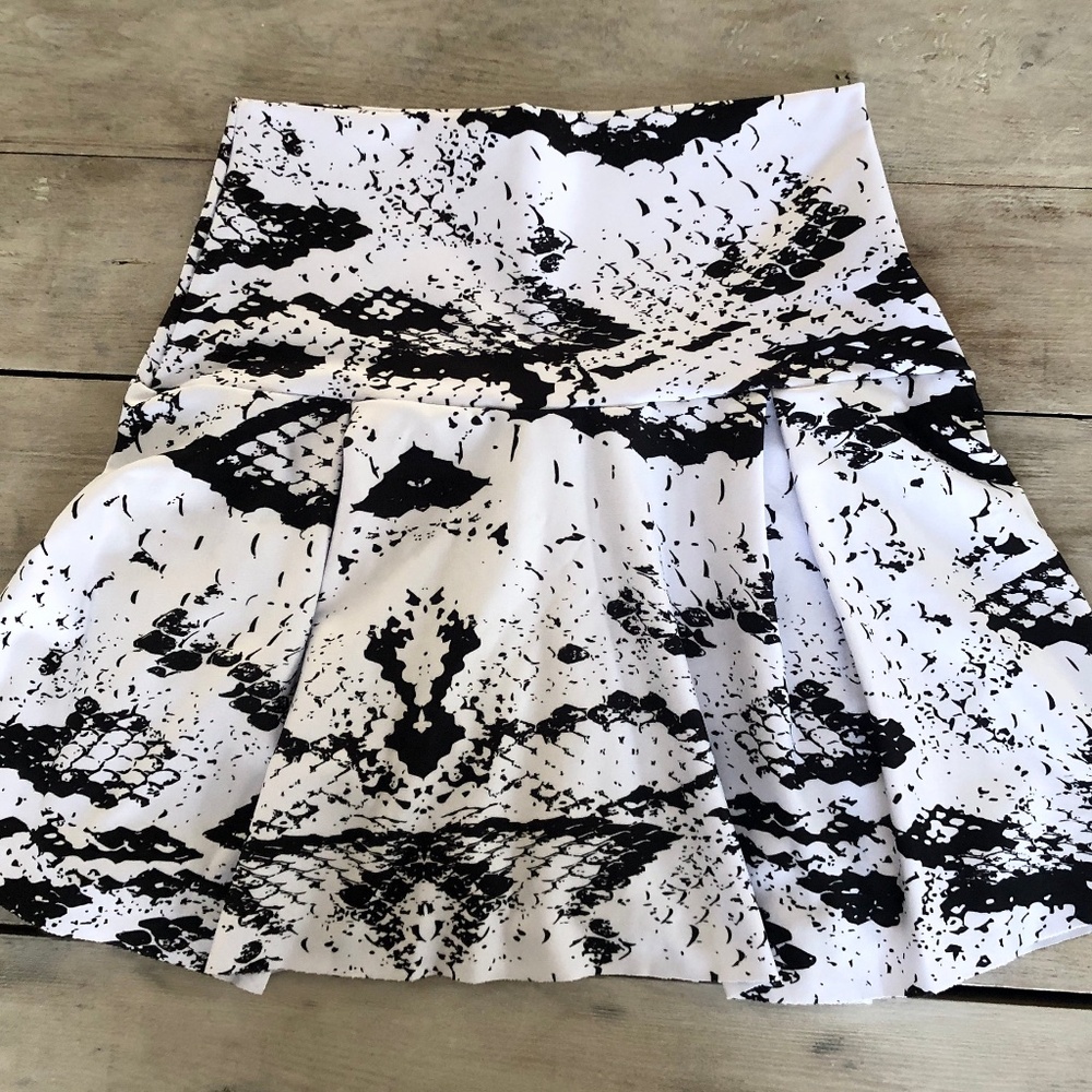 Pickleball Skirt by Lavaloka Activewear. White Python Fun Design.